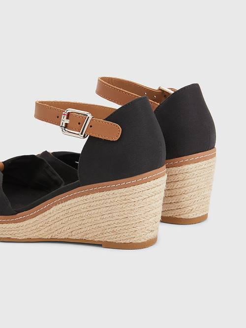 Tommy Hilfiger Iconic Wedge Espadril Sandalet Kadın Siyah | TH145XYD