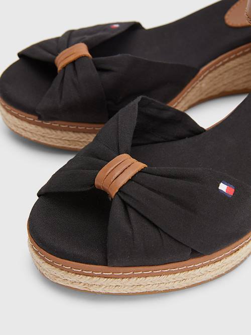 Tommy Hilfiger Iconic Wedge Espadril Sandalet Kadın Siyah | TH145XYD