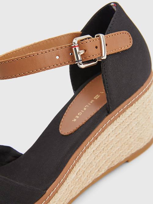 Tommy Hilfiger Iconic Wedge Espadril Sandalet Kadın Siyah | TH145XYD