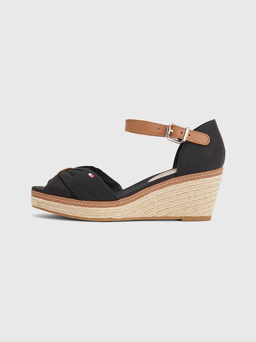 Tommy Hilfiger Iconic Wedge Espadril Sandalet Kadın Siyah | TH145XYD