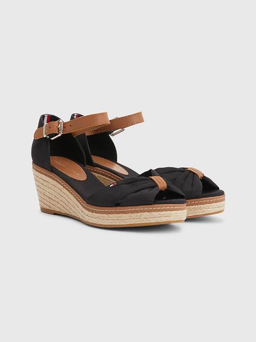 Tommy Hilfiger Iconic Wedge Espadril Sandalet Kadın Siyah | TH145XYD