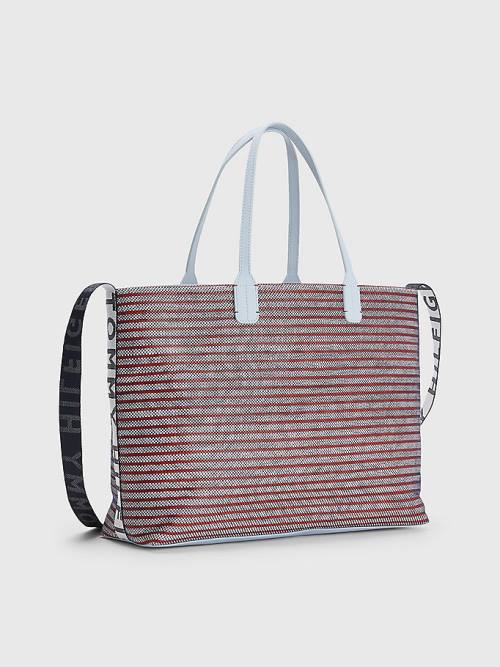 Tommy Hilfiger Iconic Woven Tote Çanta Kadın Kırmızı | TH780RAI