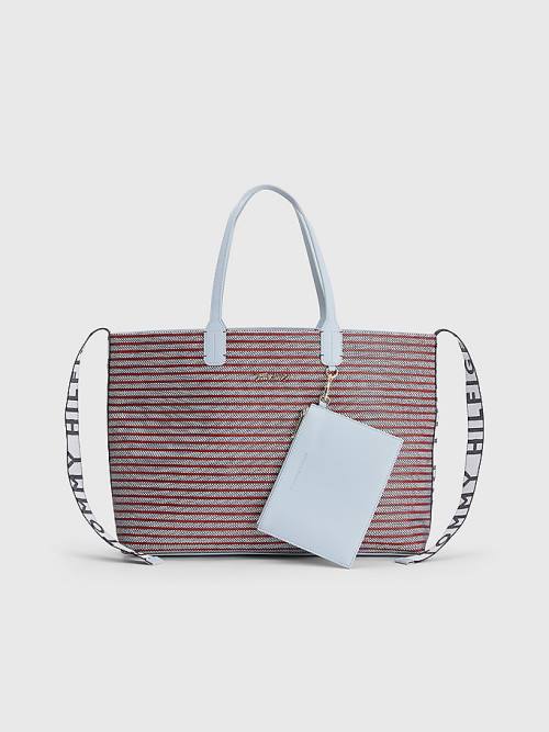 Tommy Hilfiger Iconic Woven Tote Çanta Kadın Kırmızı | TH780RAI