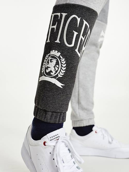 Tommy Hilfiger Icons Colour-Blocked Crest Joggers Pantolon Erkek Gri | TH537GNF