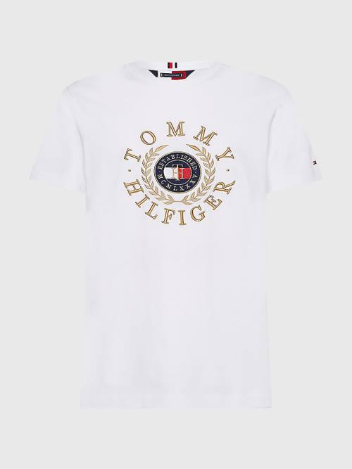 Tommy Hilfiger Icons Embroidery Tişört Erkek Beyaz | TH624SZR