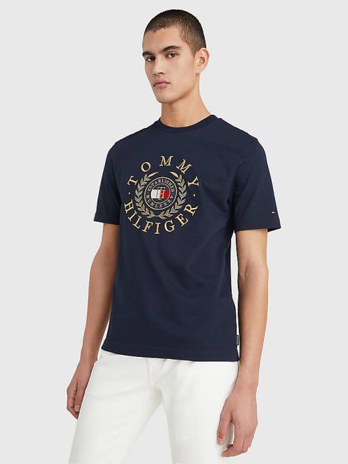 Tommy Hilfiger Icons Embroidery Tişört Erkek Mavi | TH850OTJ