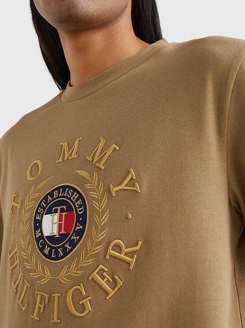 Tommy Hilfiger Icons Embroidery Tişört Erkek Kahverengi | TH907WTR