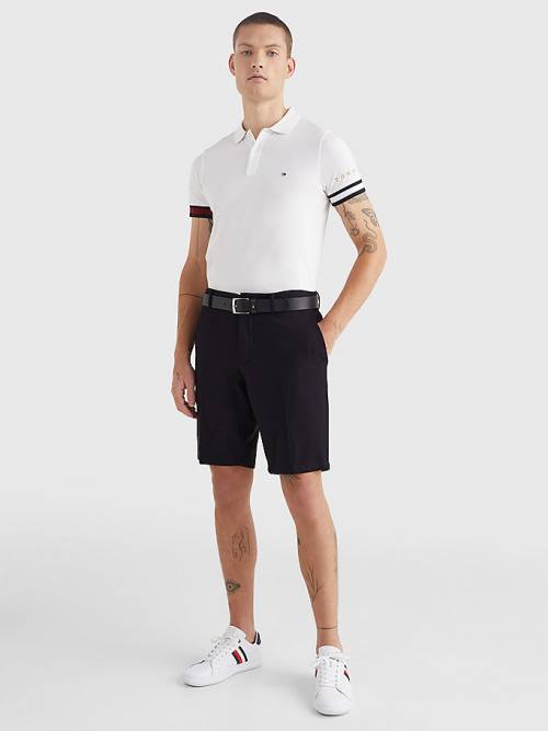 Tommy Hilfiger Icons Flag Slim Fit Polo Yaka Tişört Erkek Beyaz | TH716KLY