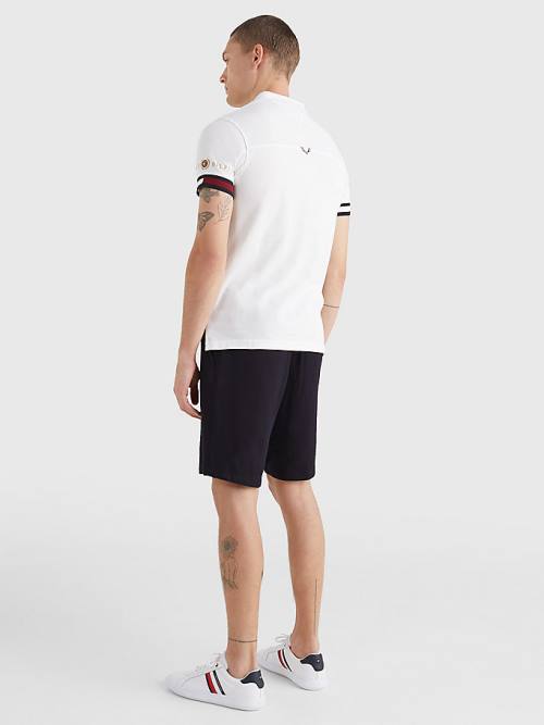 Tommy Hilfiger Icons Flag Slim Fit Polo Yaka Tişört Erkek Beyaz | TH716KLY