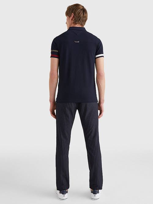 Tommy Hilfiger Icons Flag Slim Fit Polo Yaka Tişört Erkek Mavi | TH963TCQ