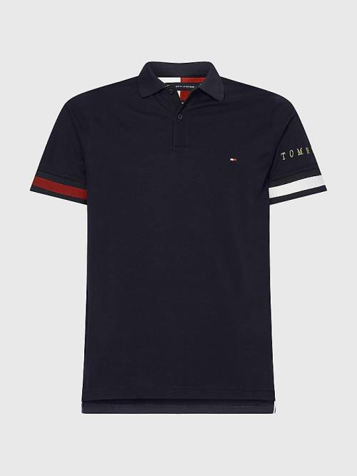 Tommy Hilfiger Icons Flag Slim Fit Polo Yaka Tişört Erkek Mavi | TH963TCQ