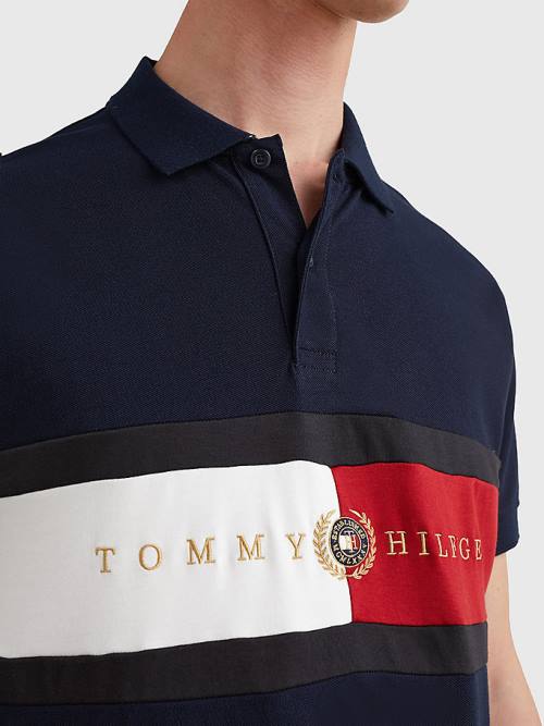 Tommy Hilfiger Icons Logo Regular Fit Polo Yaka Tişört Erkek Mavi | TH089EXL