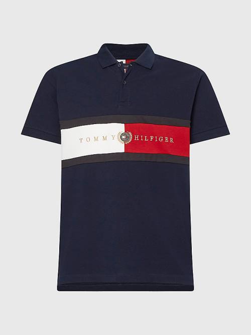 Tommy Hilfiger Icons Logo Regular Fit Polo Yaka Tişört Erkek Mavi | TH089EXL