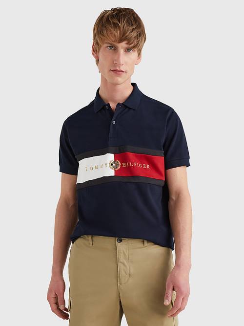 Tommy Hilfiger Icons Logo Regular Fit Polo Yaka Tişört Erkek Mavi | TH089EXL