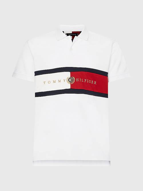 Tommy Hilfiger Icons Logo Regular Fit Polo Yaka Tişört Erkek Beyaz | TH751SXC