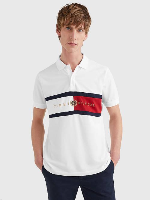 Tommy Hilfiger Icons Logo Regular Fit Polo Yaka Tişört Erkek Beyaz | TH751SXC