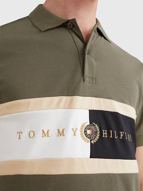 Tommy Hilfiger Icons Logo Regular Fit Polo Yaka Tişört Erkek Haki | TH940QEJ