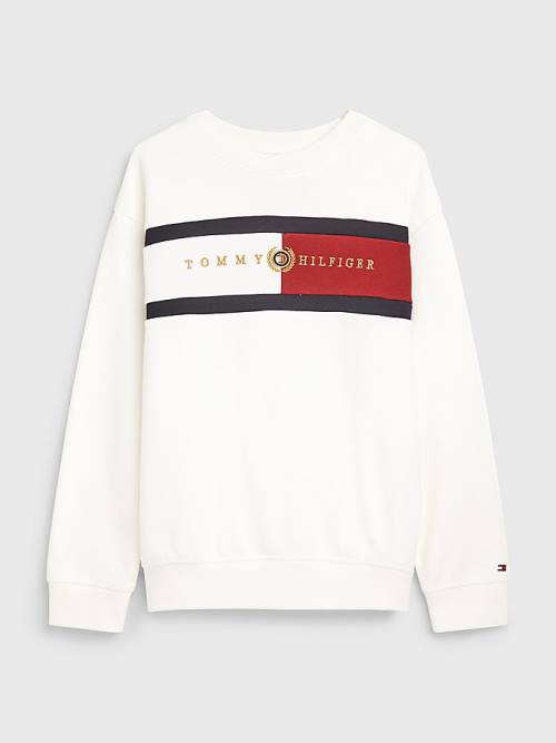 Tommy Hilfiger Icons Logo Sweatshirt Erkek Çocuk Beyaz | TH103PWH