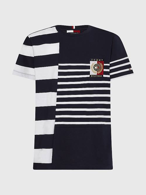 Tommy Hilfiger Icons Mixed Stripe Tişört Erkek Mavi | TH815ONS