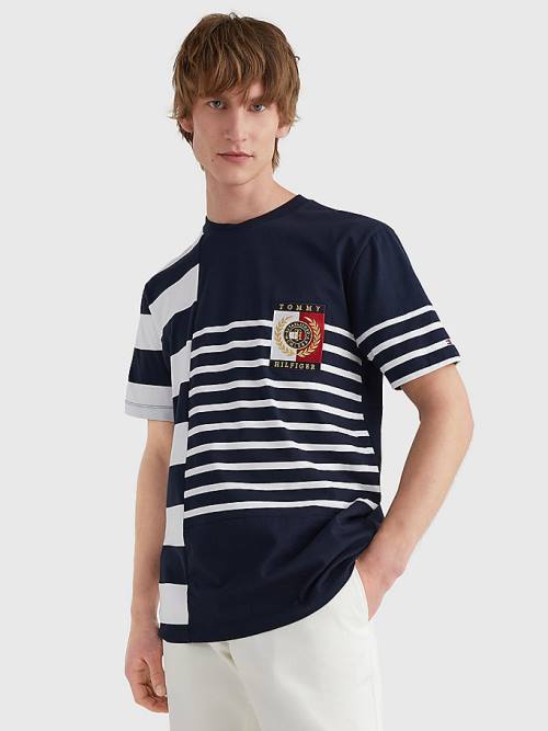 Tommy Hilfiger Icons Mixed Stripe Tişört Erkek Mavi | TH815ONS