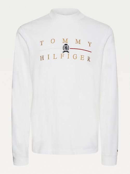 Tommy Hilfiger Icons Mock Turtleneck Long Sleeve Tişört Erkek Beyaz | TH193VAB