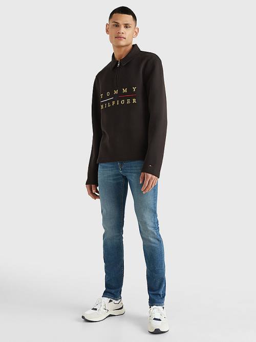 Tommy Hilfiger Icons Mock Turtleneck Relaxed Fit Sweatshirt Erkek Siyah | TH864PKC