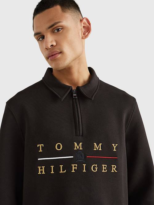 Tommy Hilfiger Icons Mock Turtleneck Relaxed Fit Sweatshirt Erkek Siyah | TH864PKC