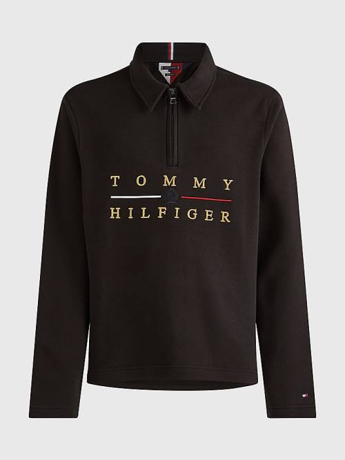 Tommy Hilfiger Icons Mock Turtleneck Relaxed Fit Sweatshirt Erkek Siyah | TH864PKC