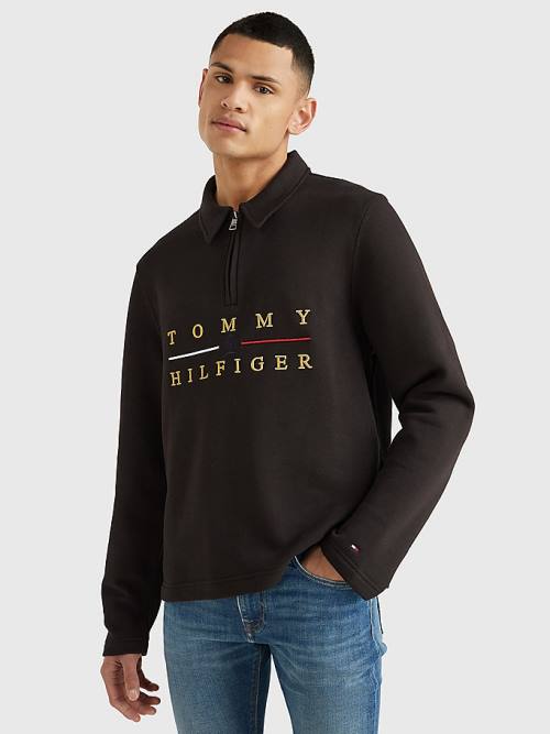 Tommy Hilfiger Icons Mock Turtleneck Relaxed Fit Sweatshirt Erkek Siyah | TH864PKC