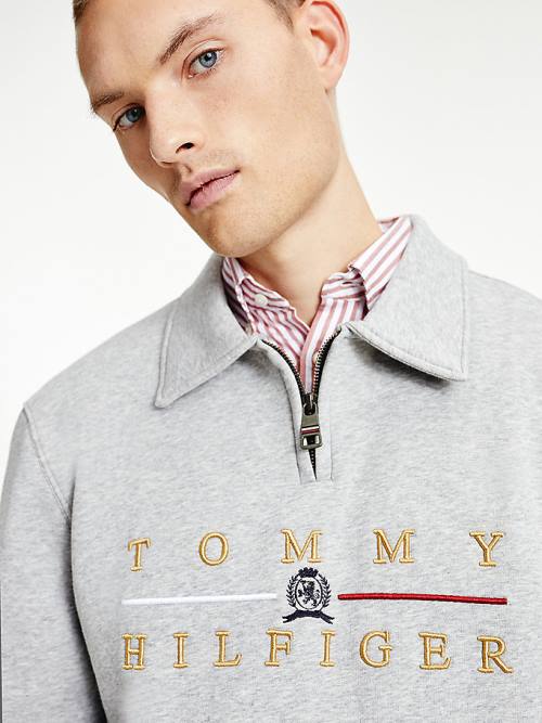 Tommy Hilfiger Icons Mock Turtleneck Relaxed Fit Sweatshirt Erkek Gri | TH908NUW