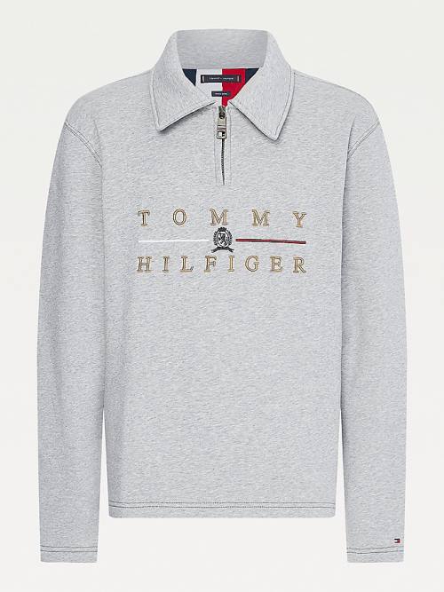 Tommy Hilfiger Icons Mock Turtleneck Relaxed Fit Sweatshirt Erkek Gri | TH908NUW