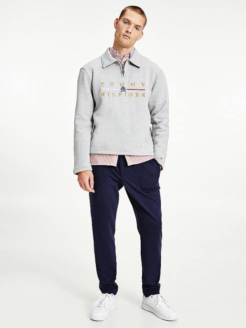 Tommy Hilfiger Icons Mock Turtleneck Relaxed Fit Sweatshirt Erkek Gri | TH908NUW