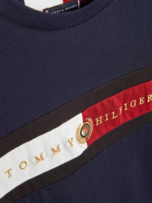 Tommy Hilfiger Icons Organic Pamuklu Logo Tişört Erkek Çocuk Mavi | TH398HIZ