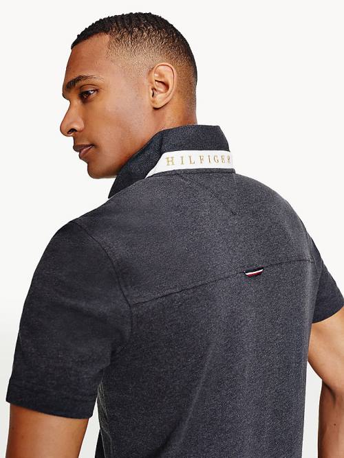 Tommy Hilfiger Icons Organic Pamuklu Regular Fit Polo Yaka Tişört Erkek Gri | TH218VWN