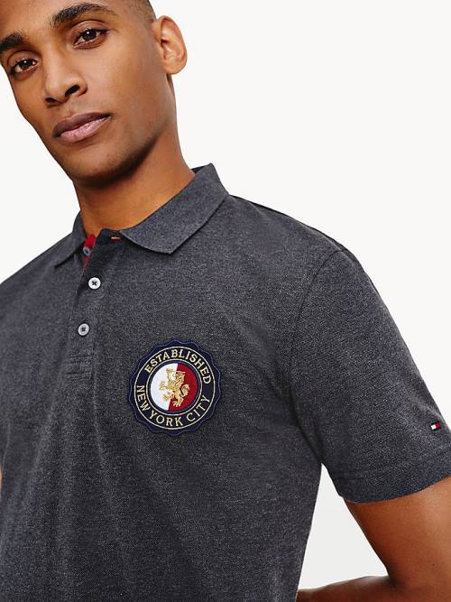 Tommy Hilfiger Icons Organic Pamuklu Regular Fit Polo Yaka Tişört Erkek Gri | TH218VWN