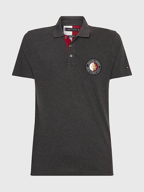 Tommy Hilfiger Icons Organic Pamuklu Regular Fit Polo Yaka Tişört Erkek Gri | TH218VWN