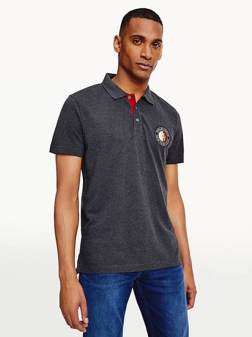 Tommy Hilfiger Icons Organic Pamuklu Regular Fit Polo Yaka Tişört Erkek Gri | TH218VWN