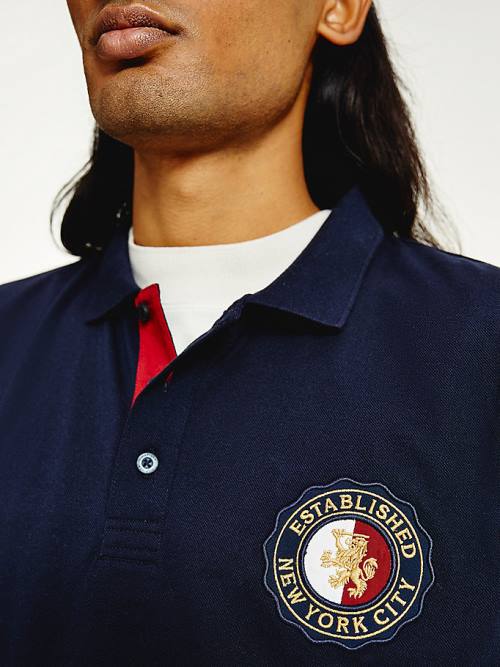 Tommy Hilfiger Icons Organic Pamuklu Regular Fit Polo Yaka Tişört Erkek Mavi | TH247AJX