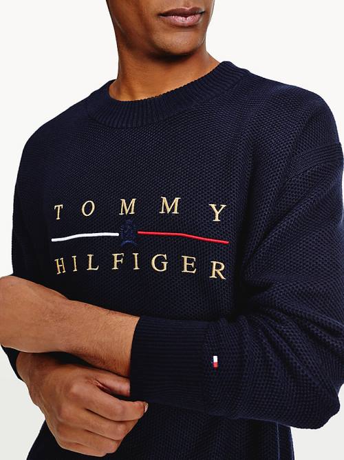 Tommy Hilfiger Icons Oversized Structured Jumper Kazak Erkek Mavi | TH153TJH