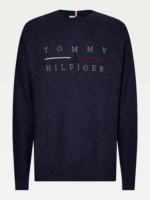 Tommy Hilfiger Icons Oversized Structured Jumper Kazak Erkek Mavi | TH153TJH