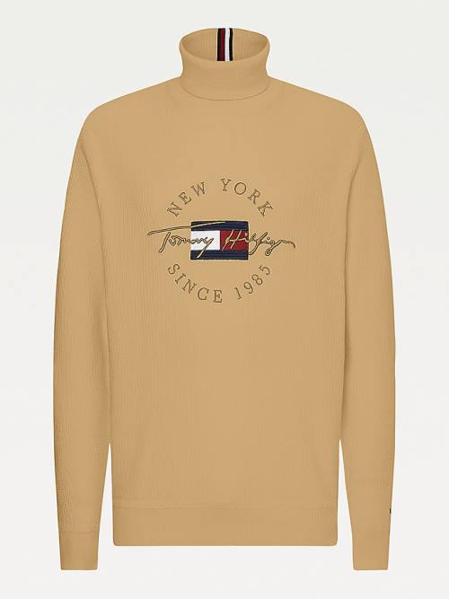 Tommy Hilfiger Icons TH Flex Roll Neck Jumper Kazak Erkek Haki | TH462VHG