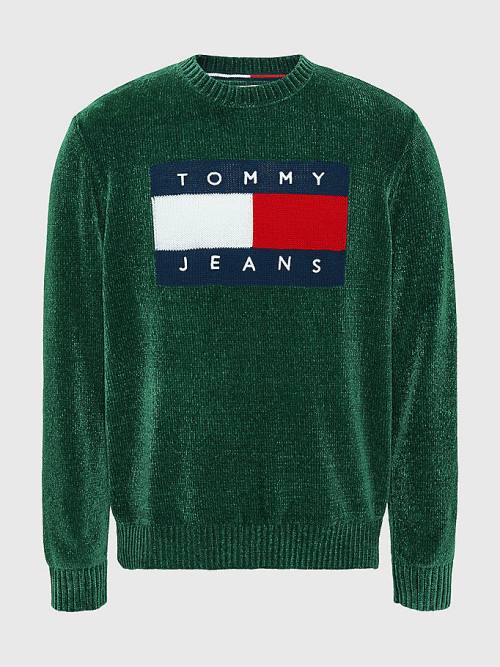 Tommy Hilfiger Intarsia Flag Relaxed Fit Jumper Kazak Erkek Yeşil | TH325LIM