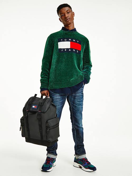 Tommy Hilfiger Intarsia Flag Relaxed Fit Jumper Kazak Erkek Yeşil | TH325LIM