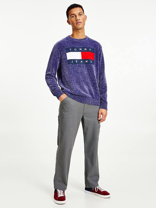 Tommy Hilfiger Intarsia Flag Relaxed Fit Jumper Kazak Erkek Mavi | TH709EIF