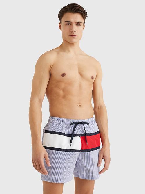 Tommy Hilfiger Ithaca Stripe Colour-Blocked Mid Cut Cut Cut Length Shorts Mayo Erkek Mavi | TH143GIA