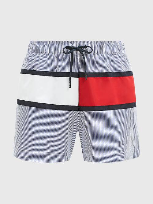 Tommy Hilfiger Ithaca Stripe Colour-Blocked Mid Cut Cut Cut Length Shorts Mayo Erkek Mavi | TH143GIA