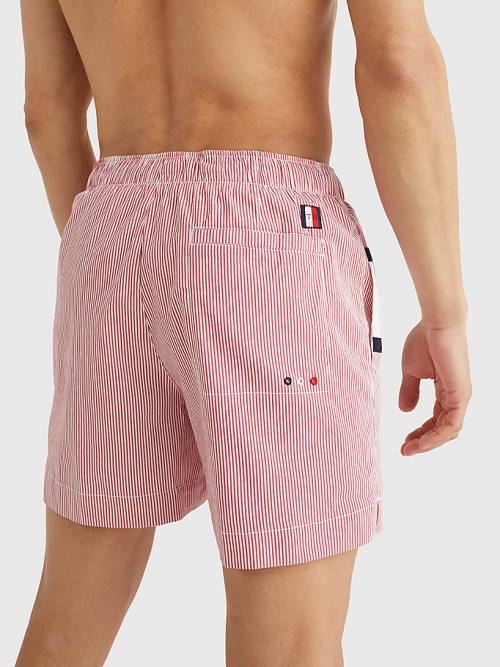 Tommy Hilfiger Ithaca Stripe Colour-Blocked Mid Cut Cut Cut Length Shorts Mayo Erkek Kırmızı | TH473CKJ