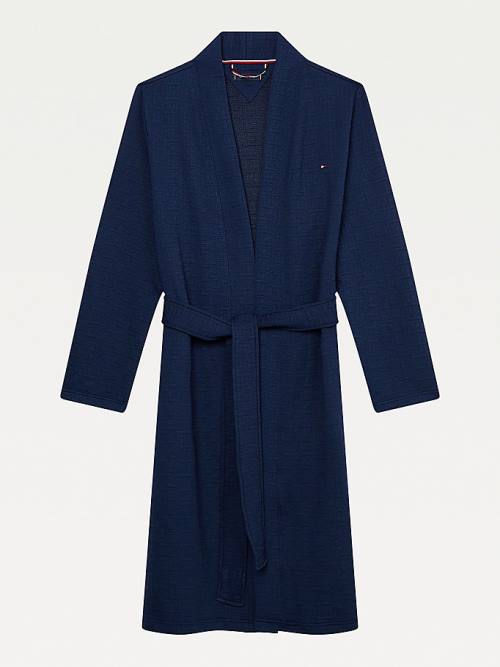 Tommy Hilfiger Jacquard Bathrobe Pijama Erkek Mavi | TH683JOB