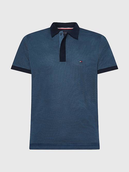 Tommy Hilfiger Jacquard Slim Fit Polo Yaka Tişört Erkek Mavi | TH135LTY