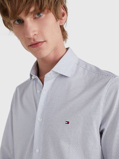 Tommy Hilfiger Jersey Micro Dot Slim Fit Gömlek Erkek Mavi | TH982SCH